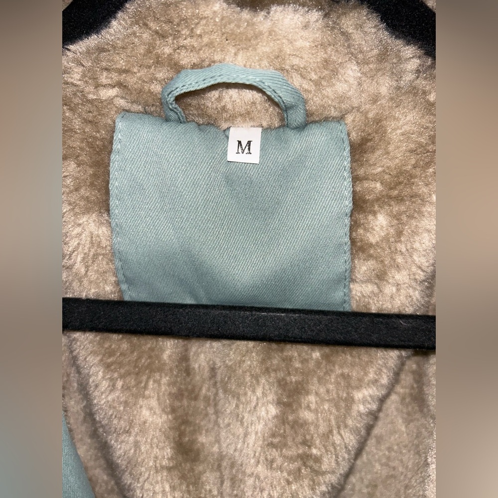 Light Teal Women's Parka Jacket with Faux Fur Lining - Picture 5 of 6